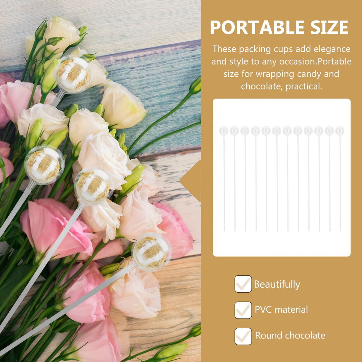 Tofficu 100sets Chocolate Bouquet Support Cups for Valentine Day Candy Holders Straws Flower Packaging Material for and Chocolates