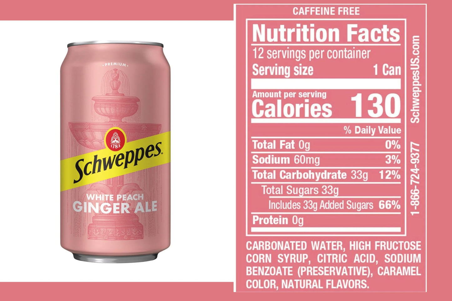 Schweppes White Peach Ginger Ale - Refreshing, Crisp, Delicious - 12, 12oz Cans