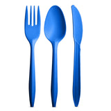 1000 Count Blue Silverware Set, 334 Plastic Forks, 333 Spoons, 333 Knives, Medium Weight BPA Free Disposable Cutlery Set, Bulk Combo Pack Flatware Set