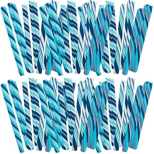 Fun Express Blue Candy Canes Bulk - 80 Individually Wrapped Blueberry Hard Candy Sticks for Weddings, Bridal and Bachelorette Parties, Baby Shower |