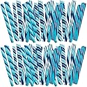 Fun Express Blue Candy Canes Bulk - 80 Individually Wrapped Blueberry Hard Candy Sticks for Weddings, Bridal and Bachelorette Parties, Baby Shower |
