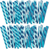 Fun Express Blue Candy Canes Bulk - 80 Individually Wrapped Blueberry Hard Candy Sticks for Weddings, Bridal and Bachelorette Parties, Baby Shower |