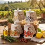 Dried Whole hot Chili Peppers in Italian Handmade Ceramic Jar, Herb, Spice & Seasoning Gifts, ARTIGIANI DEI SAPORI, Product of Italy, Net Weight 0.7