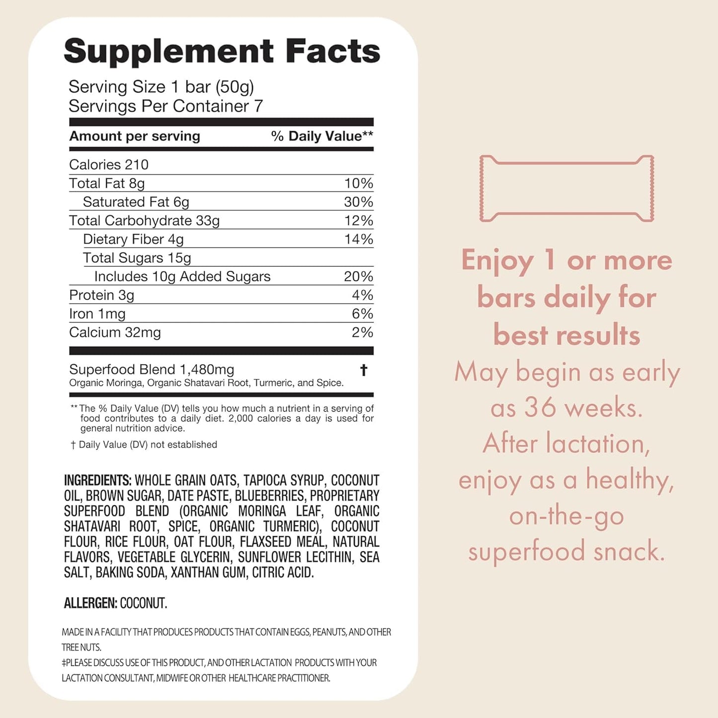 Boobie Bar Superfood Blueberry Muffin Lactation Bar for Breastfeeding Moms to Increase Milk Supply | #1 Selling Lactation Snack Bars | Vegan