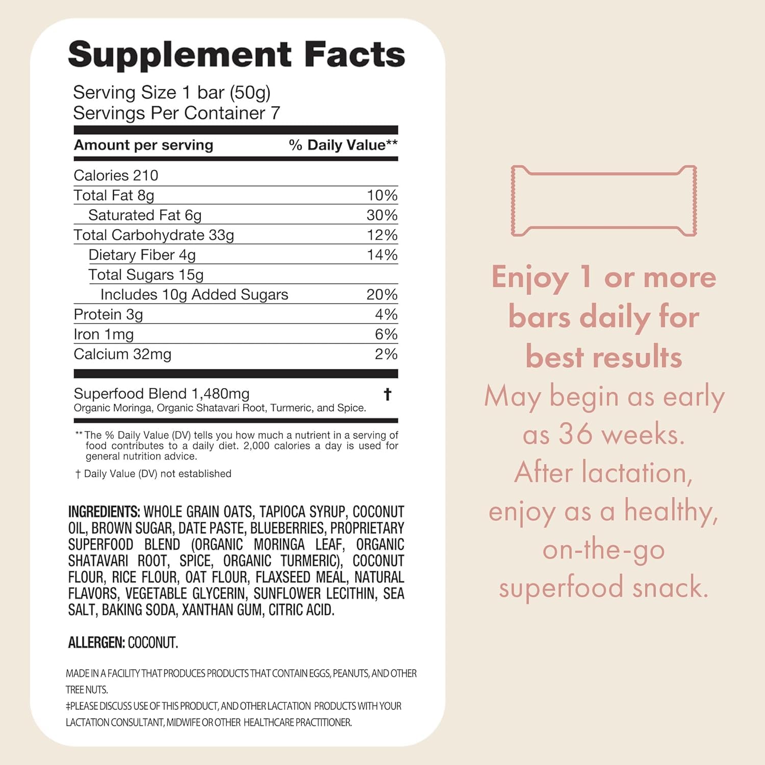Boobie Bar Superfood Blueberry Muffin Lactation Bar for Breastfeeding Moms to Increase Milk Supply | #1 Selling Lactation Snack Bars | Vegan