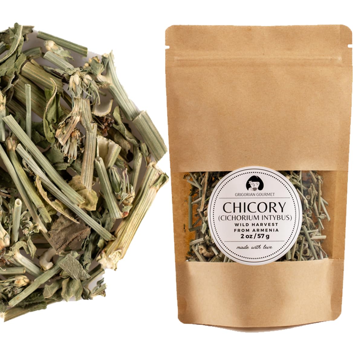 Chicory Herbal Tea | 2 oz (57g) | Wild-Harvested from the Mountain Slopes of Armenia | Premium-Grade, Naturally Air-Dried for Rich Aroma and Taste |