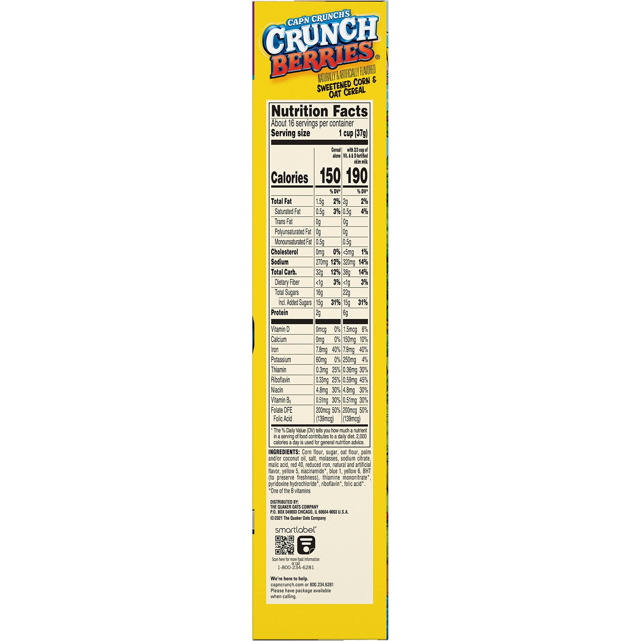 Cap'n Crunch Cereal, Crunch Berries, 20.5oz Box
