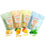 CORNICHE Sugar Free, Turmeric Ginger Candy Chewy, 4 Flavor Mix "Orange, Lemon, Mint And Mango". (Pack of 1)
