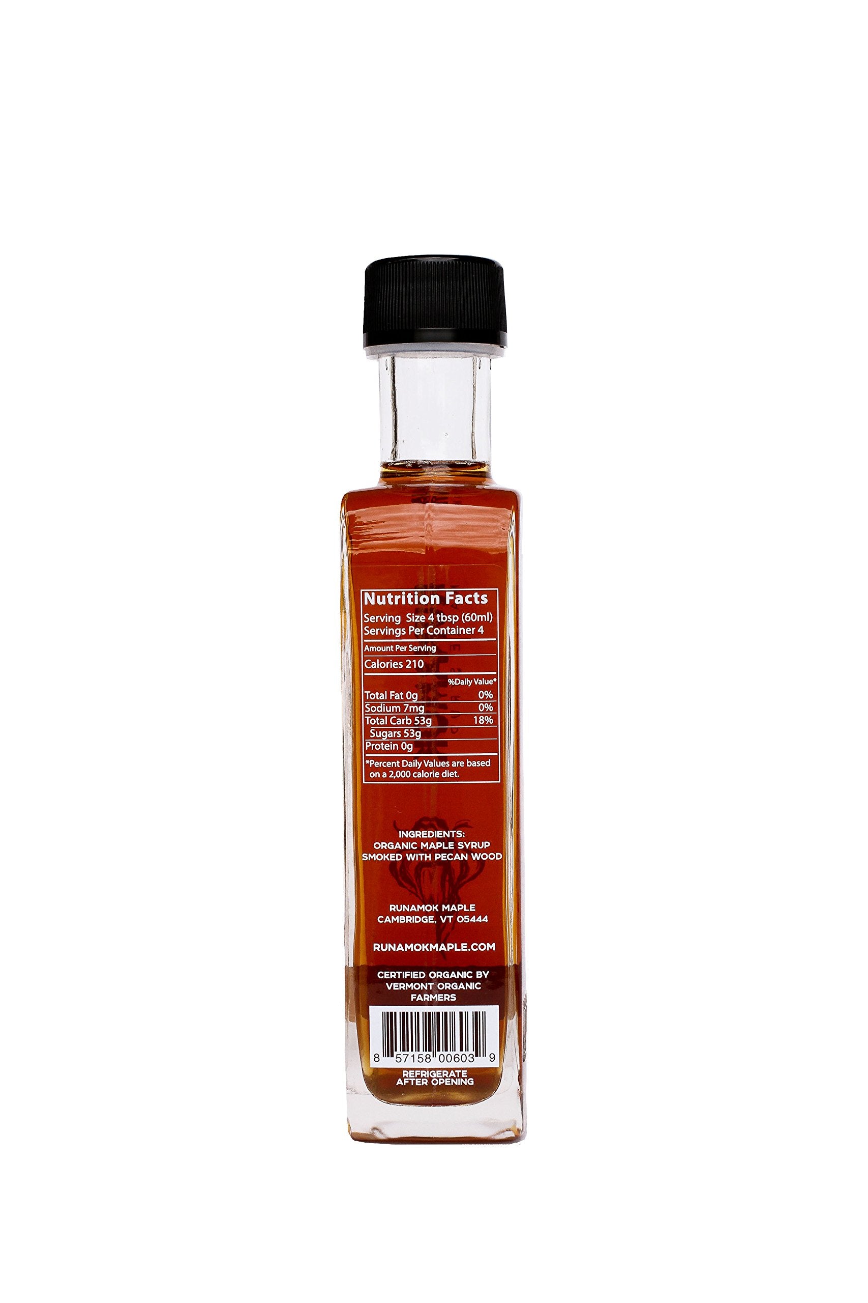 Runamok Pecan Wood Smoked Maple Syrup Organic - Authentic & Real Vermont Maple Syrup | Pure Strong Flavor | Great for BBQ, Broiled Salmon