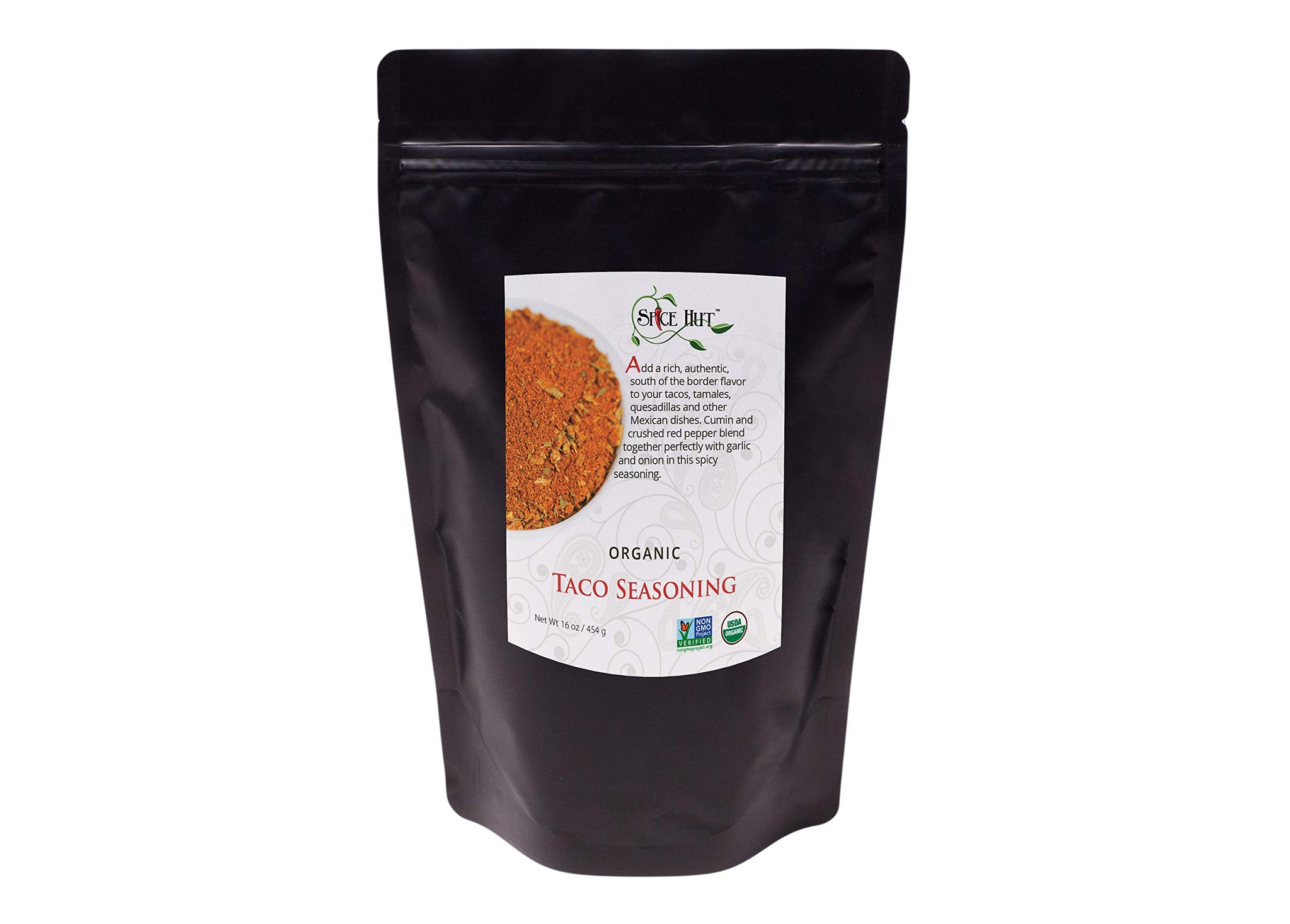 Organic Taco Seasoning Mix by Spice Hut, Salt-Free, Authentic Southwestern Seasoning for Cooking Flavorful Carne Asada, Beef, Carnitas, Tacos, Burrito