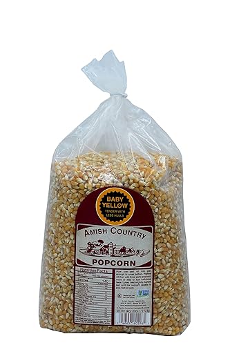 Amish Country Popcorn Baby Yellow Popcorn Kernels, 6LB Bag - Non-GMO, Gluten Free, Old Fashioned Popcorn