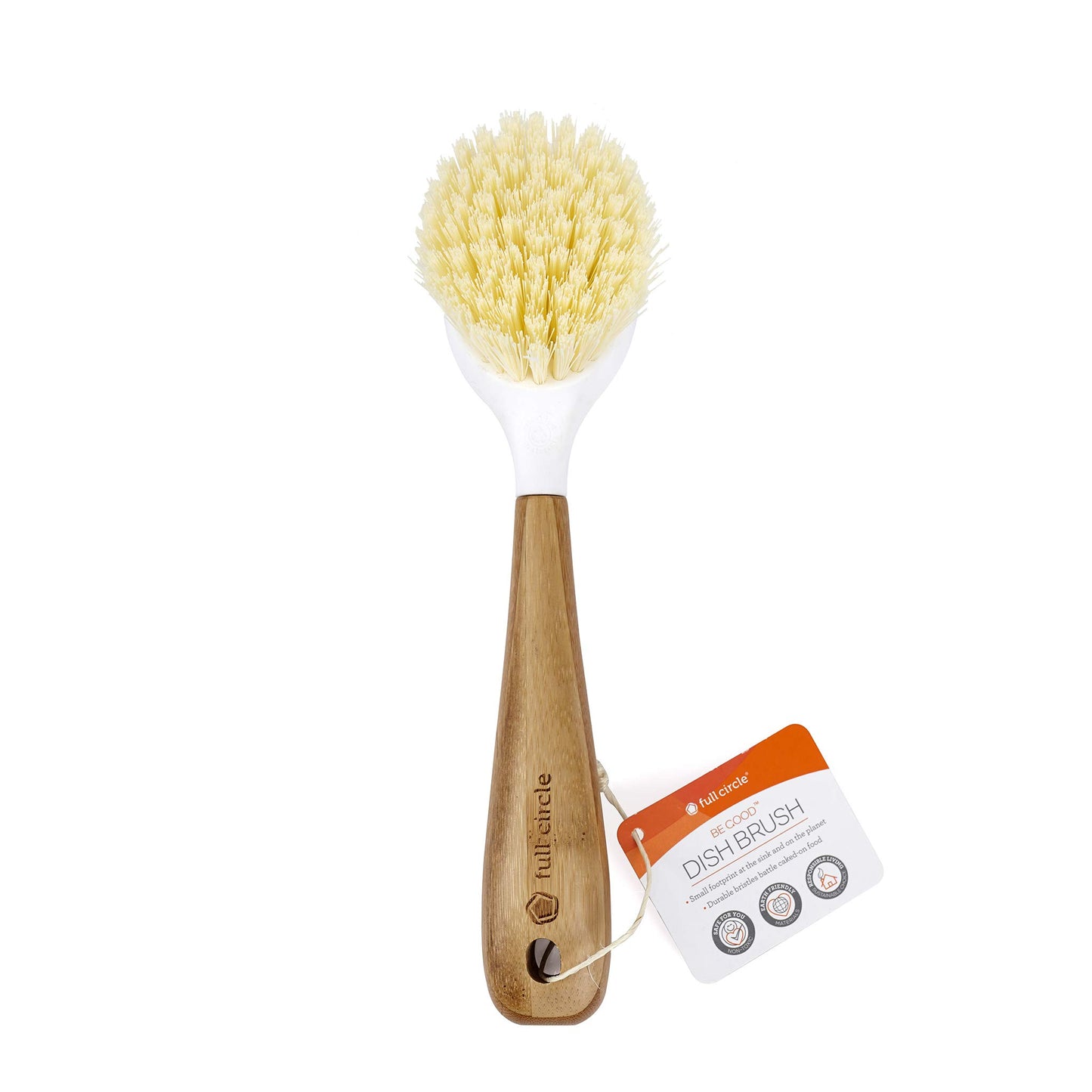 Full Circle Be Good - Bamboo Handle Dish Brush - Sustainable Kitchen Cleaning with Tough Bristles - Natural Dish Scrubber, Nonstick & Cast Iron