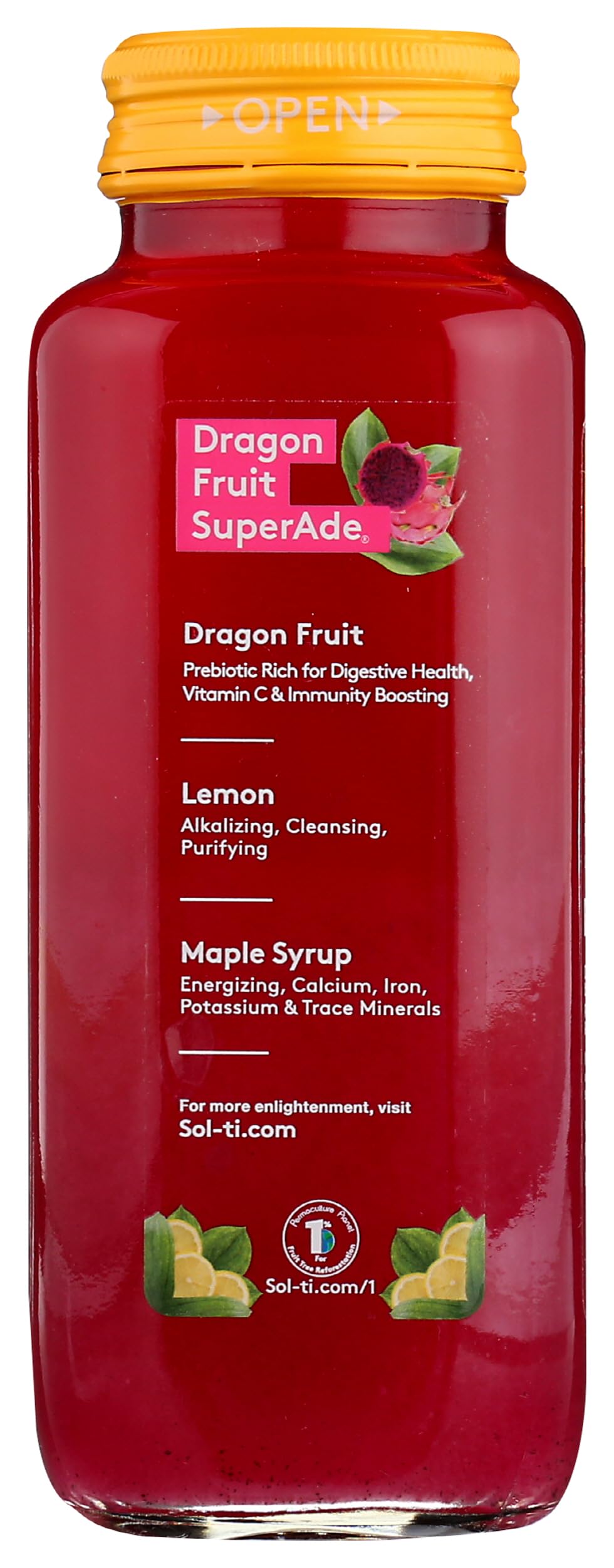 SOL TI Organic Dragon Fruit SuperAde Drink, 14.9 FZ