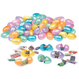 Fun Express Bulk Shimmer Plastic Easter Eggs Prefilled with Candy 1000 Pieces - 2.5 Inch Shiny Pastel Candy Filled Eggs for Kids Easter Egg Hunt
