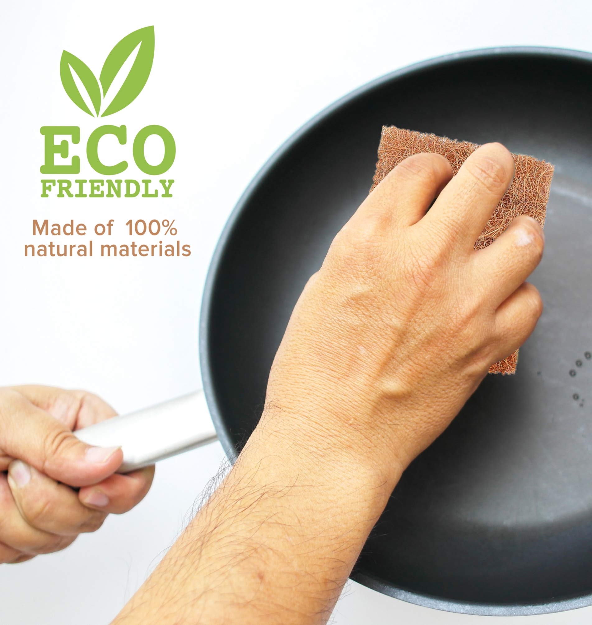 SCRUBIT Natural Scouring Pads (12 Pack) - Eco Friendly Scrubbing Pads for Kitchen Cleaning, Dishes, and Pots - Non-Scratch Kitchen Scrubbers - 100%