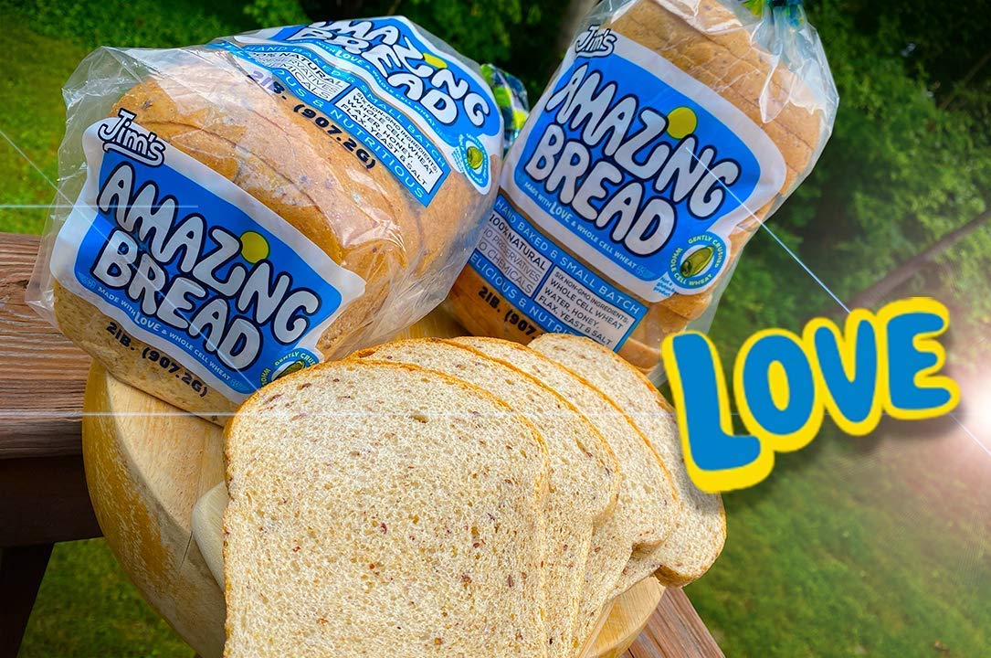 Jim's Amazing Bread/Sliced Whole Cell Wheat Bread 2lb / Gluten Inactive / 5g of Fiber/ 6 All-Natural Ingredients/Non-GMO/Delicious and Healthy (2