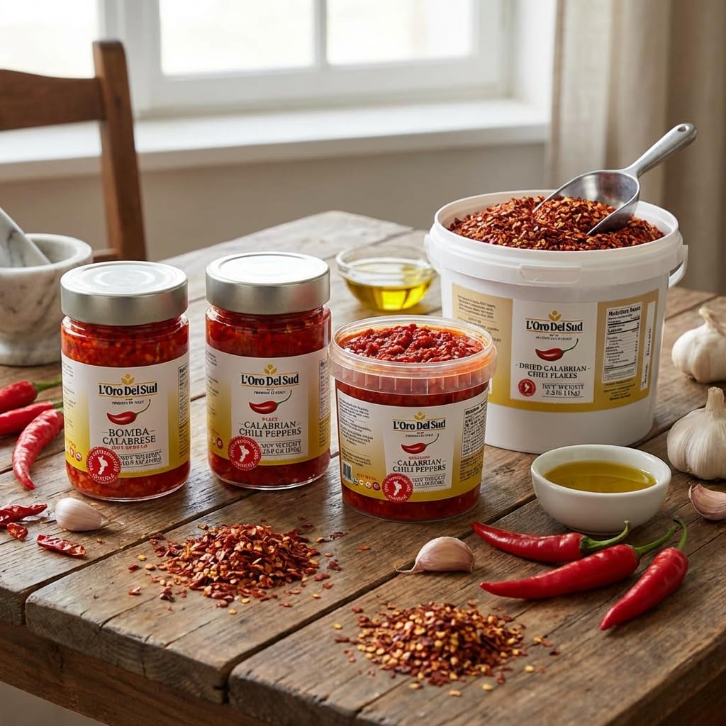 L'Oro Del Sud Dry Calabrian Chili Red Pepper Flakes, 1 Kg (2.2 lbs)
