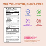 Cocktail Stix Zero Sugar Moscow Mule Mixer - Cocktail & Mocktail Drink Mixer - Skinny Mixes - Water Flavoring Packets - Vegan - No Calories, No Carbs