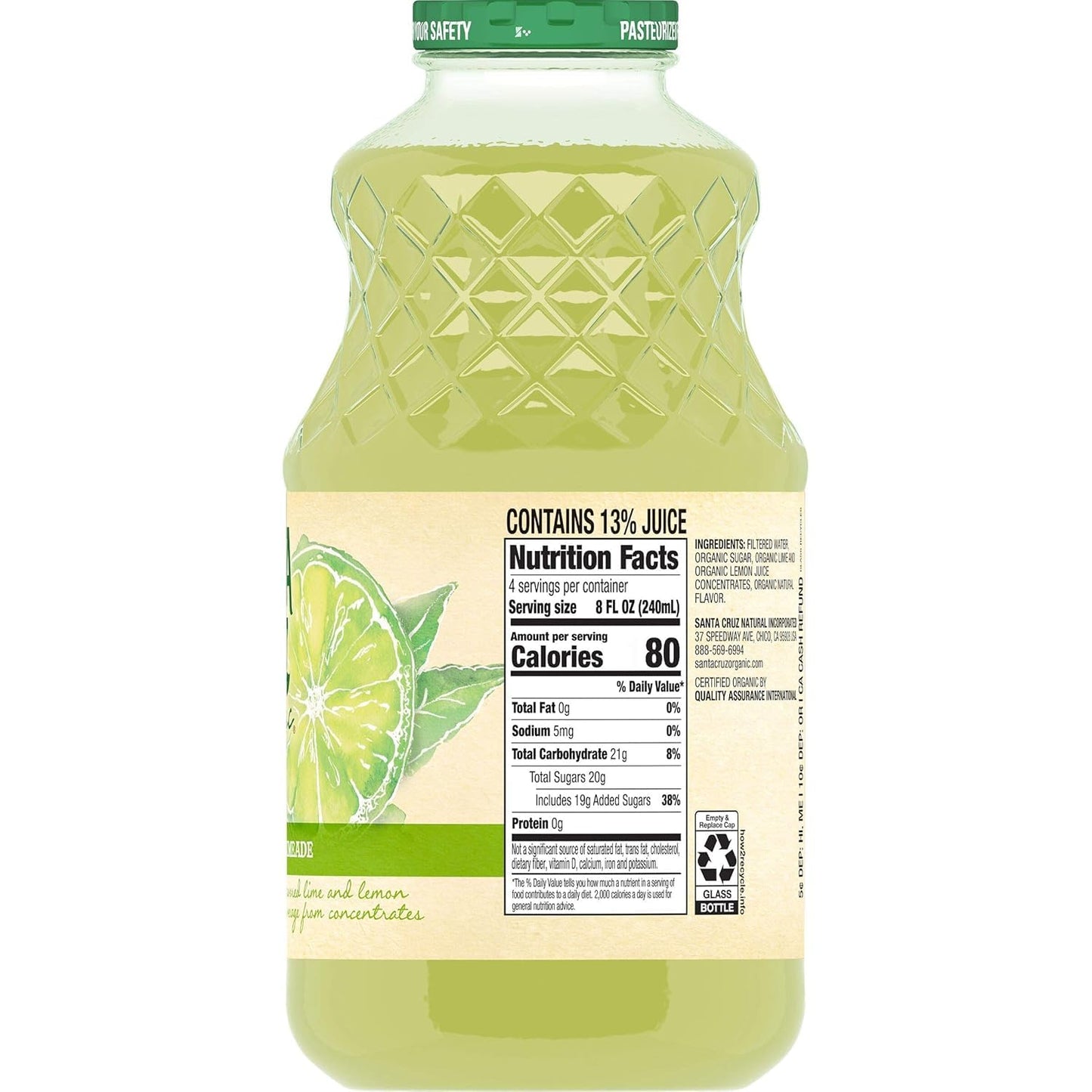 Santa Cruz ORGANIC 32 Ounce - 4 pack (Limeade)