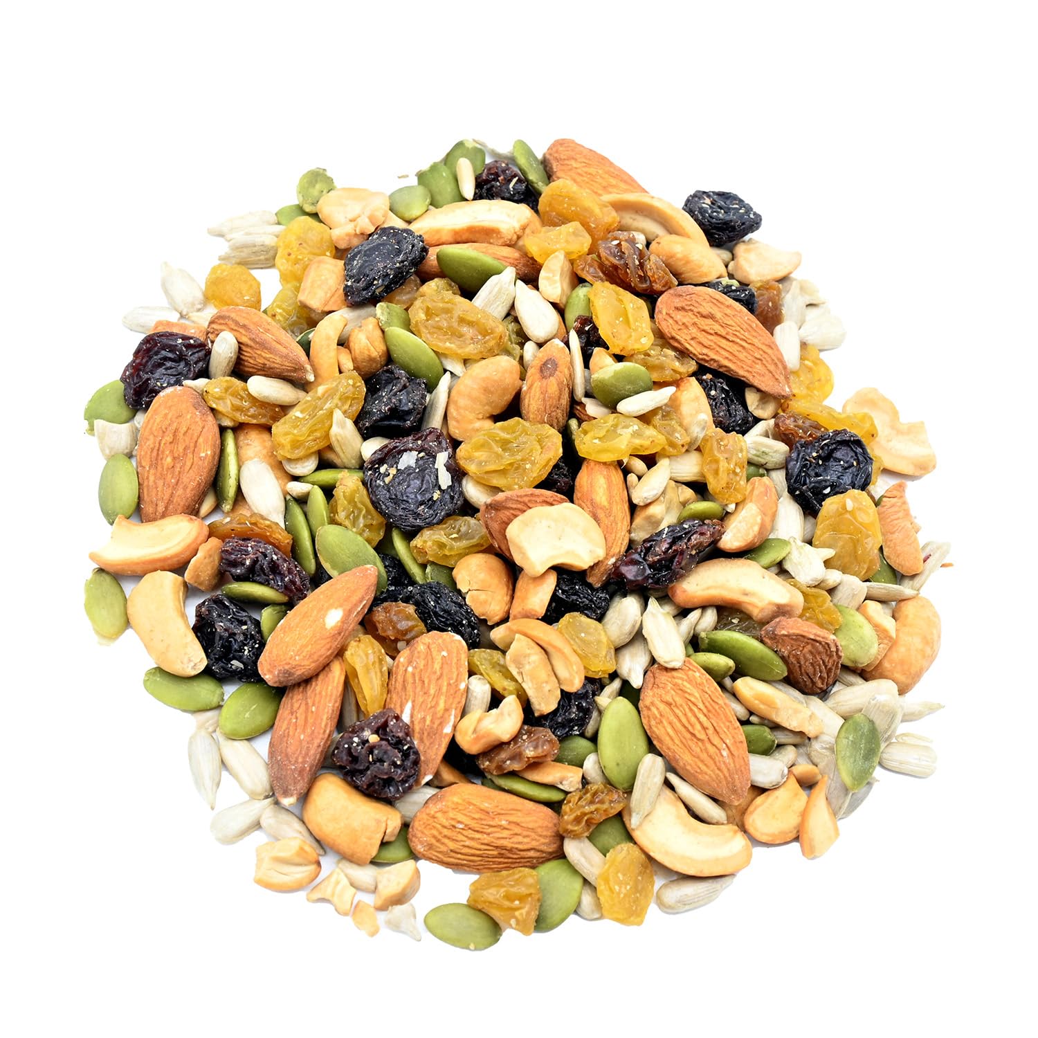 Grab Our Nuts Healthy Harvest Trail Mix 40 Ounce Jar: Raw Natural Almonds, Roasted Cashews, Raisins, Golden Raisins, Raw Pumpkin Seeds, Raw Sunflower