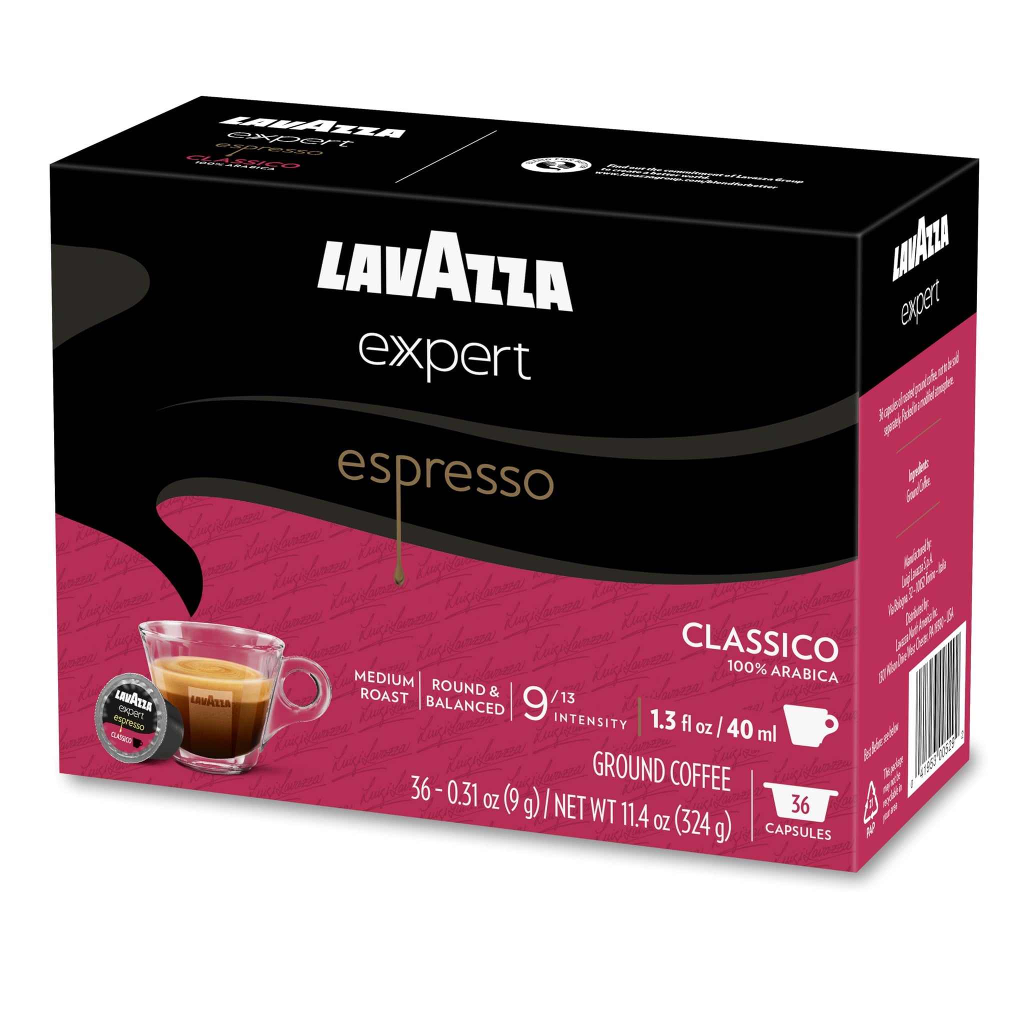 Lavazza Expert Espresso Classico Capsules, Medium Roast, 100% Arabica, Compatible with Lavazza Classy Machines (72 Capsules)