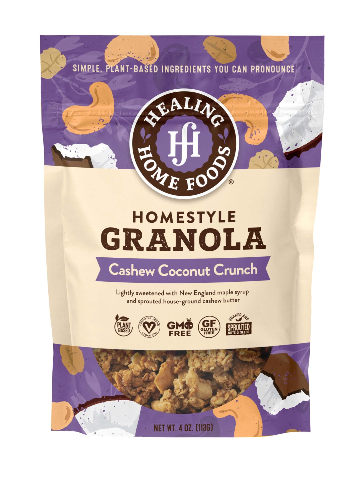 Healing Home Foods Cashew Coconut Crunch, Gluten Free Granola Mix Made with Coconut, Cashews & Almonds, Nut Granola Clusters for Yogurt, Cereal
