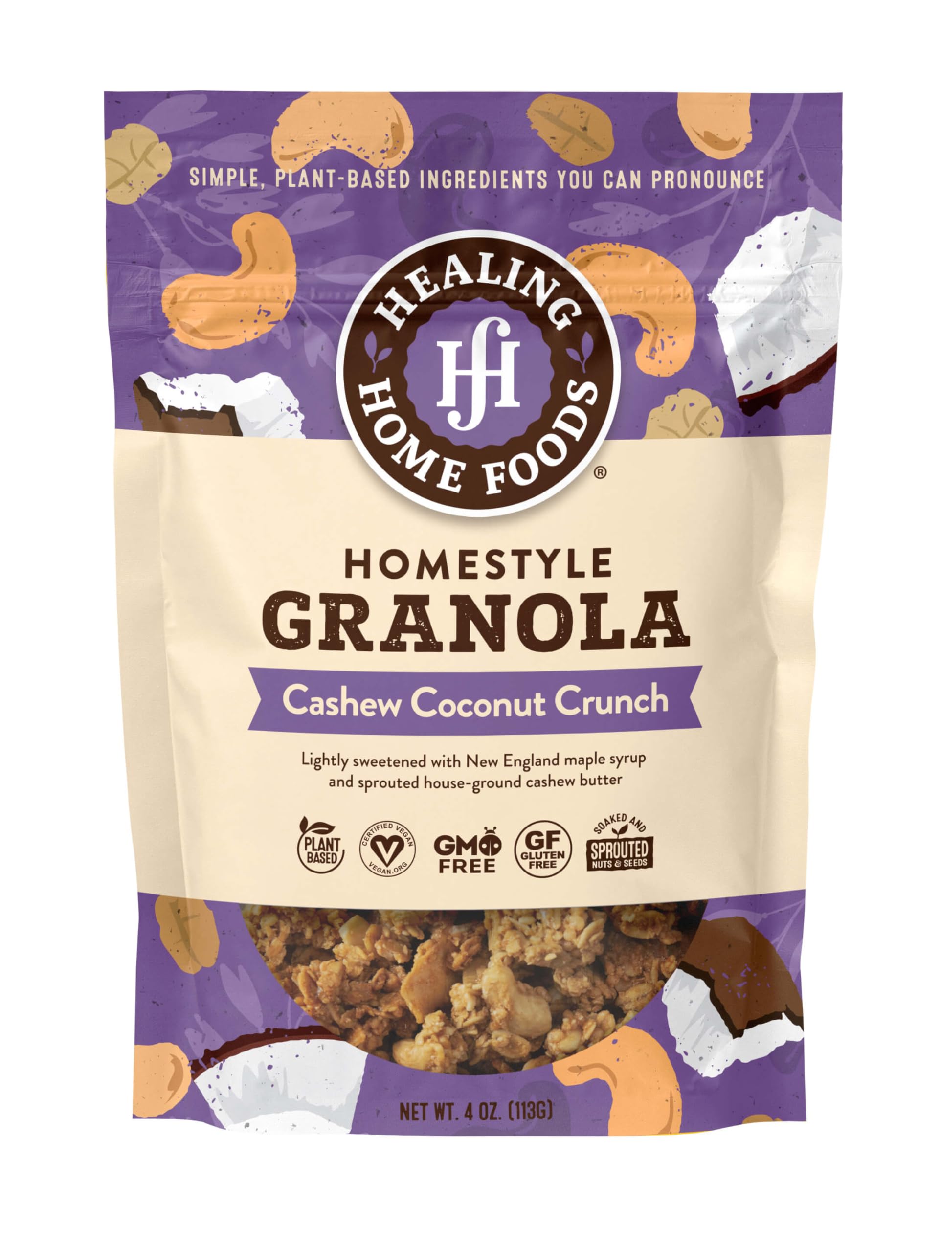 Healing Home Foods Cashew Coconut Crunch, Gluten Free Granola Mix Made with Coconut, Cashews & Almonds, Nut Granola Clusters for Yogurt, Cereal