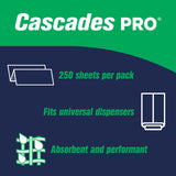 Cascades PRO Select Multifold Paper Towels Bulk- Universal Fit for Dispensers - Commercial Bathroom Kitchen Towel - 250 Sheets/pack, 16 Packs/Box