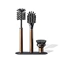 Curio Home Goods Ionic Brush Set, Magnetized to Stand Upright, Stainless Steel with Replaceable Heads, Bronze
