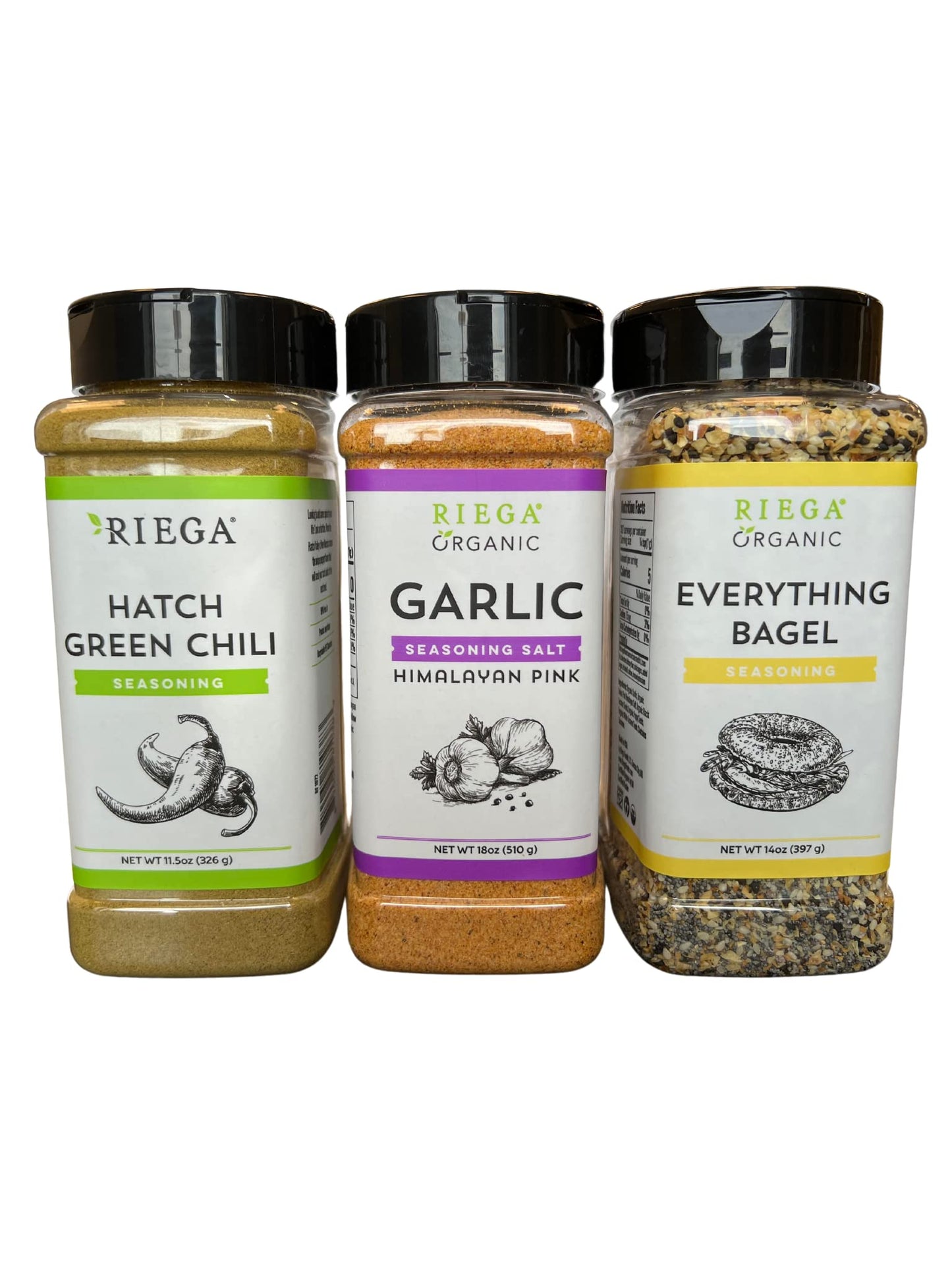 Riega Everything Bagel Seasoning Blend, Organic Spice Mix with Garlic, Onion, Salt, Sesame, and Poppy Seeds, 14 oz