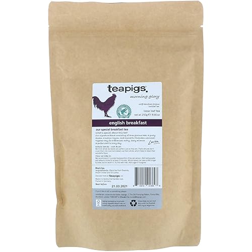 Teapigs English Breakfast Black Loose Tea Made With Whole Tea Leaves, Natural Ingredients, Non-GMO, Bold Morning Flavor – 1 Pack of 250g Loose Tea
