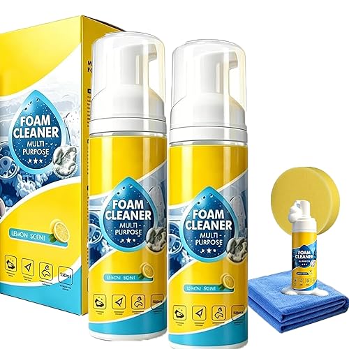 Benicabaly 4-in-1 Multi Enzyme Foam Cleaner Lemon Scent, No Rinse All Purpose Stain Remover, Car Interior Cleaner for Seat Upholstery Sofa Kitchen