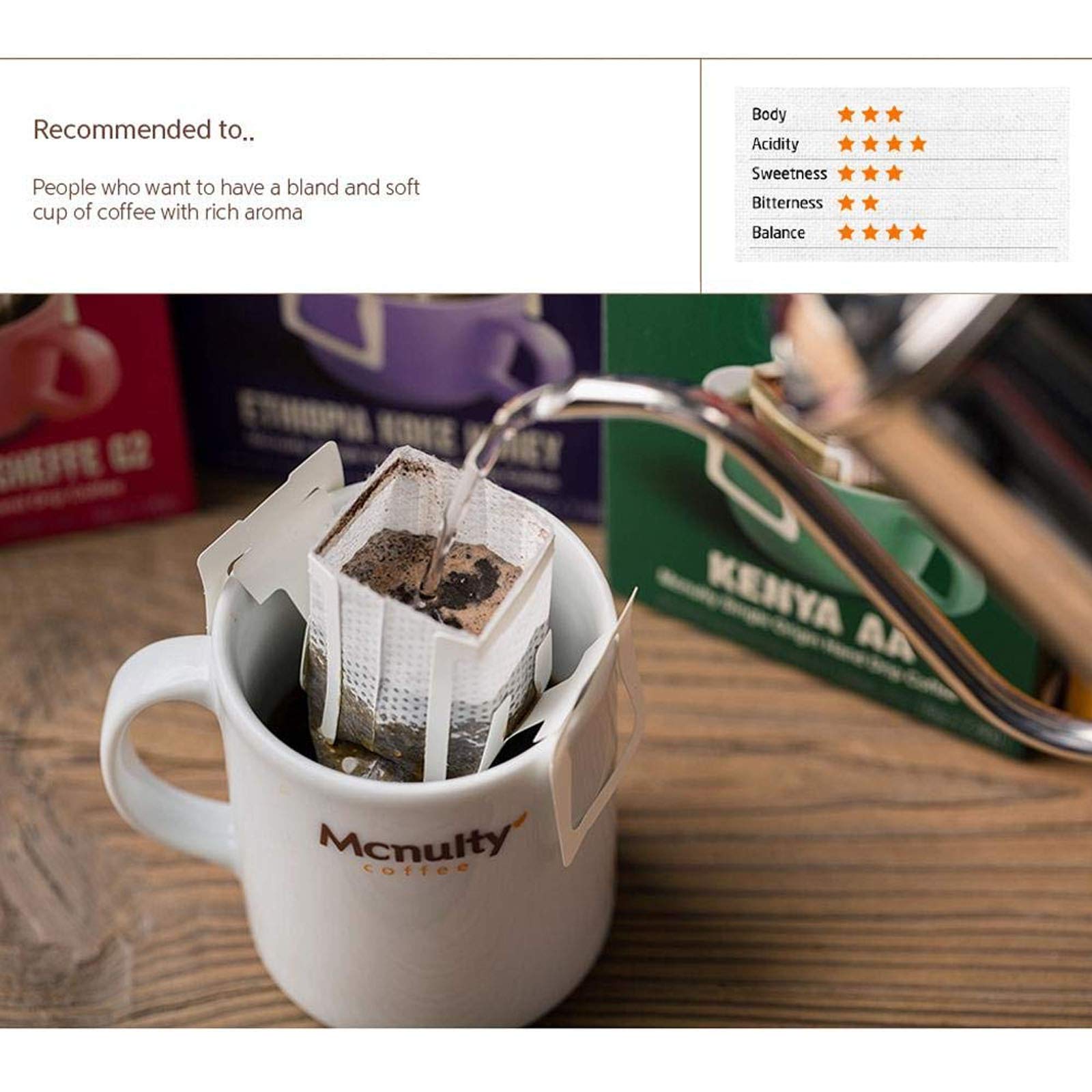 Mcnulty Hand Drip Roasted Bean 8g 7 Bags Coffee Mix Sticks (Ethiopia Yirgacheffe)
