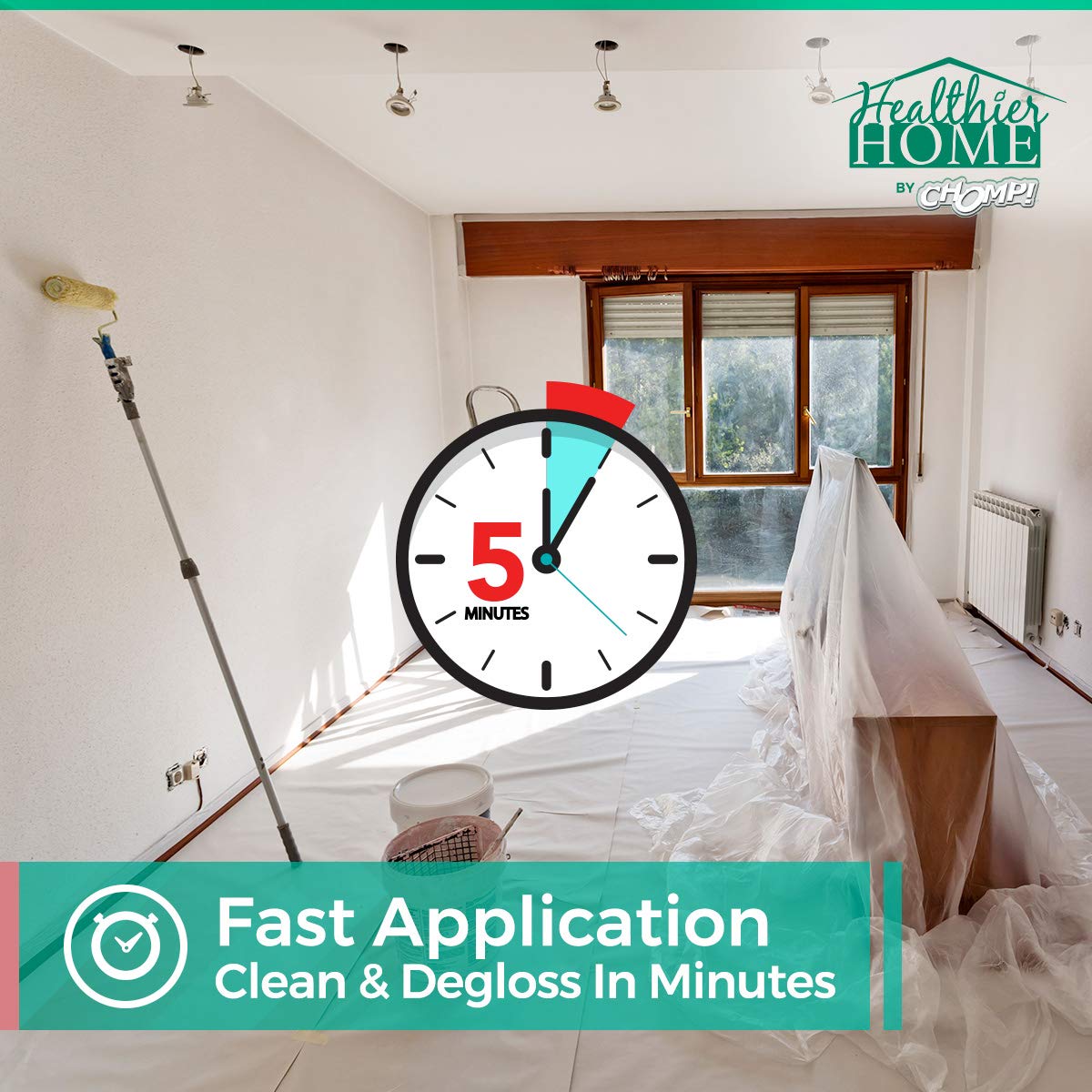 CHOMP! Paint Prep Cleaner Deglosser: Healthier Home 5 Minute Wall and Ceiling, Baseboards, Cabinets Painting Preparation Trim, Spray Gloss, Dirt