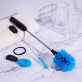 MOSOLAN 3-in-1 Stainless Steel Bottle Brush and Straw Cleaning Set, Long Handle Scrub Brush with Replaceable Head for Water Bottles, Glasswares, Mugs