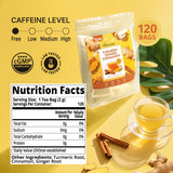 Premium Turmeric Ginger Cinnamon Tea Bags, 120 Tea Bags 100% Natural Hand-made Blend Ginger Turmeric Herbal Tea, Cleaning Energy Support Intestinal