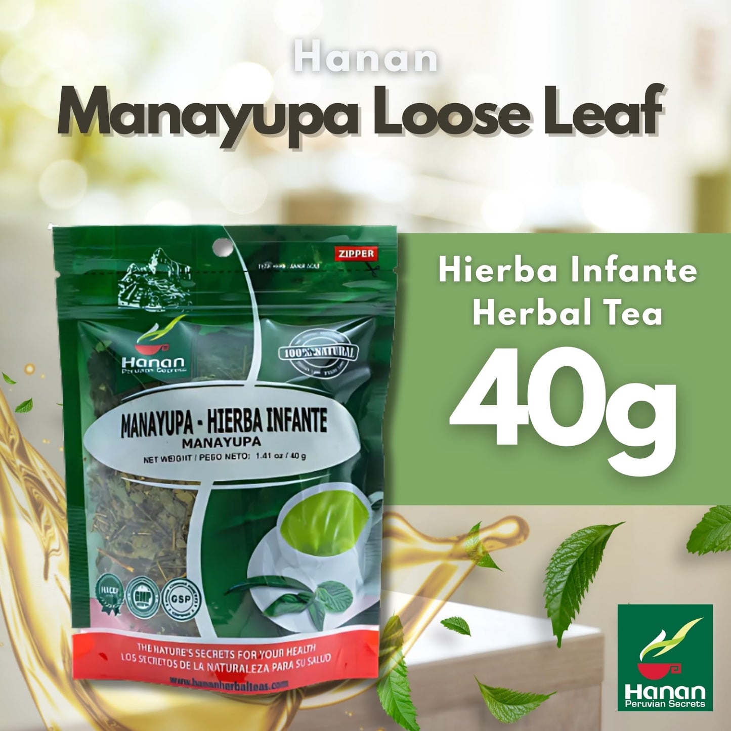Hanan Peruvian Secrets Manayupa - Liver Cleanse Detox & Repair - 100% Natural Desmodium Molliculum 1.41oz - 40g (Single Pack)