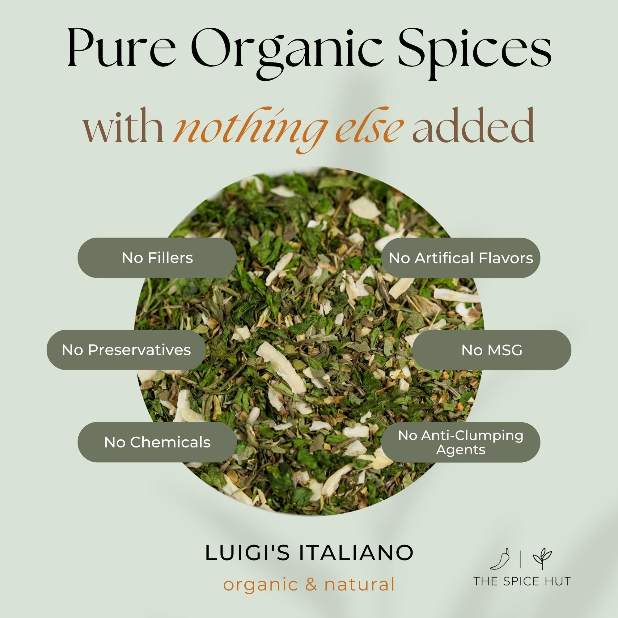 Spice Hut - Modern Italiano Seasoning Mix Organic, No Salt, Luigis Italiano Blend for Cooking Flavorful Mediterranean Food / Pot Roast, Meat, Veggies