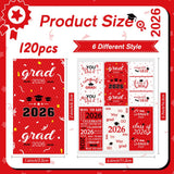 Graduation Party Decorations, 2026 Graduation Candy Stickers, 120 PCS Red White Congrats Grad Mini Candy Wrappers Class of 2026 Bar Label Sticker Gift