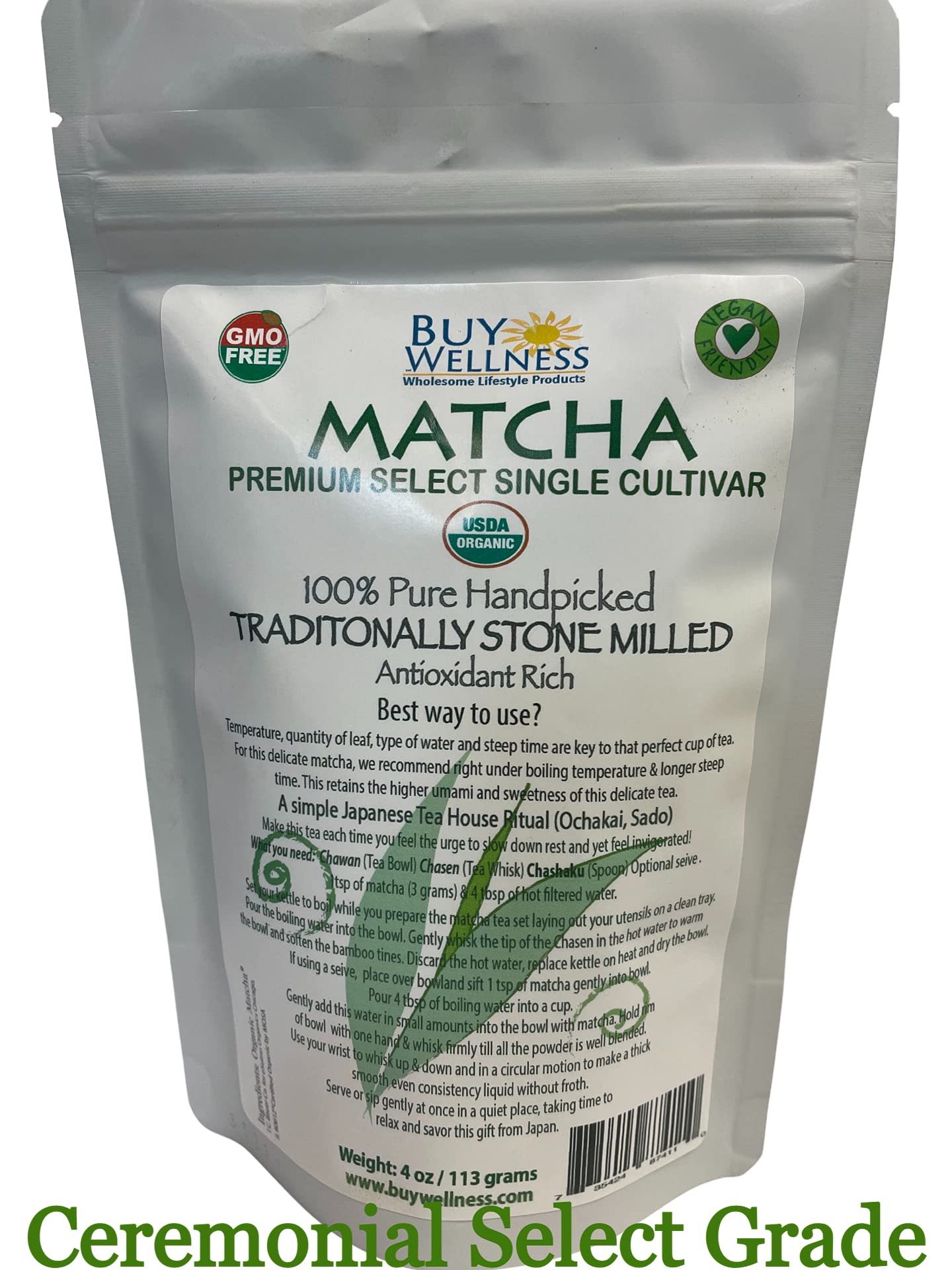 Matcha USDA Organic Green Tea Top Japanese Matcha Natural Energy & Focus + Antioxidants 4oz