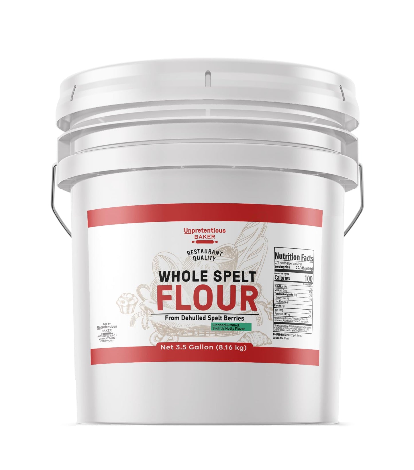 Unpretentious Whole Spelt Flour, Light & Airy Flour, From Dehulled Spelt Berries (18 Pound)