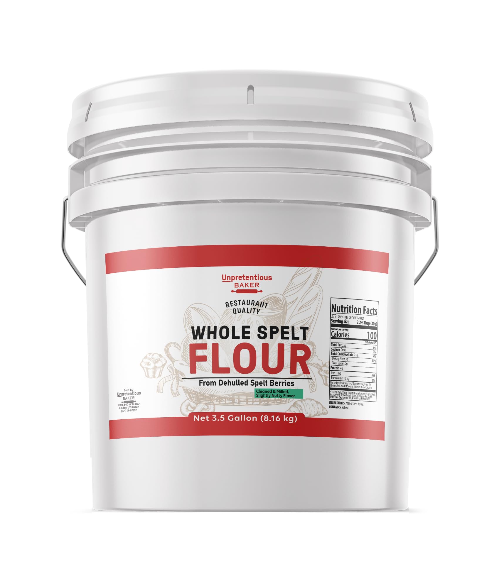 Unpretentious Whole Spelt Flour, Light & Airy Flour, From Dehulled Spelt Berries (18 Pound)