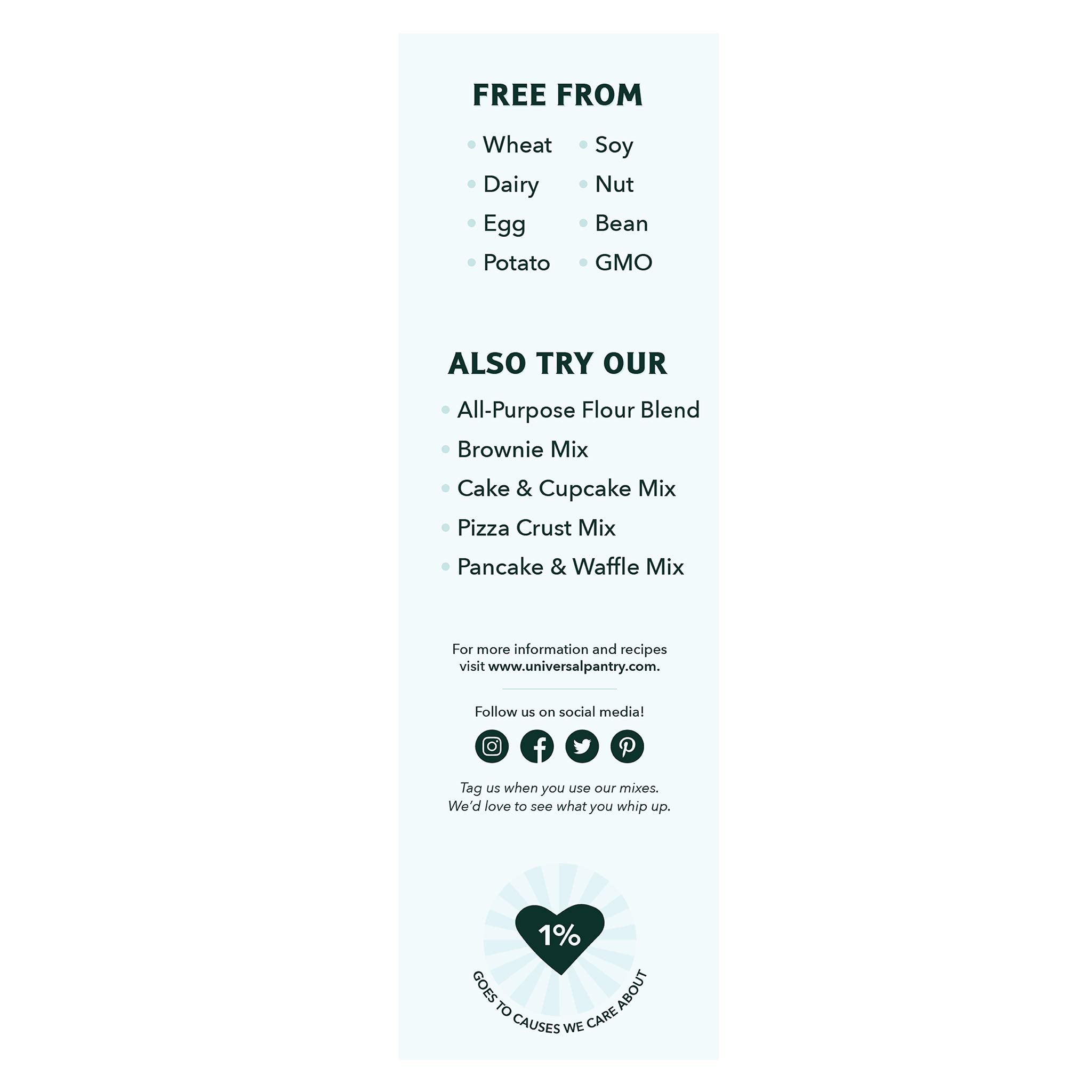 Universal Pantry Top 8 Allergen-Free Scone & Biscuit Mix. Vegan, gluten-free, dairy-free, egg-free, nut-free, soy-free, bean-free, potato-free, non