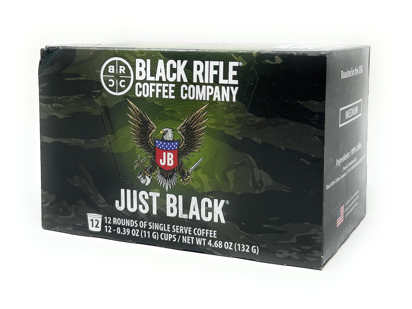 Black Rifle Coffee Company Just Black Single Serve Pods Medium Roast - 12 count - Roasted in the USA