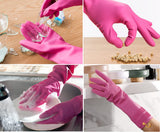 Myungjin Reusable Waterproof Household Dishwashing Non-Slip Cleaning Rubber Gloves with Hang-Dry Hook (1 Pair/Small)