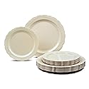 OCCASIONS 50 Piece Plastic Plates Set for 25 Guests - Premium Disposable Dinner & Dessert Plates, Elegant Party & Wedding Tableware, BPA-Free, 10"