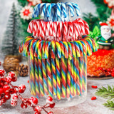 Christmas Candy Canes Tutti Frutti, Blue/White Peppermint, Red and White Cherry Mix Flavors - Bulk Candy Canes Individually Wrapped for Family Holiday