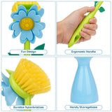 Biiange Long Handle Flower Pot Brush, Florganic Dish Brush with Vase, Long Handle Dish Brushs Kitchen, for Cleaning Pot Pan Sink Kitchen Supplies
