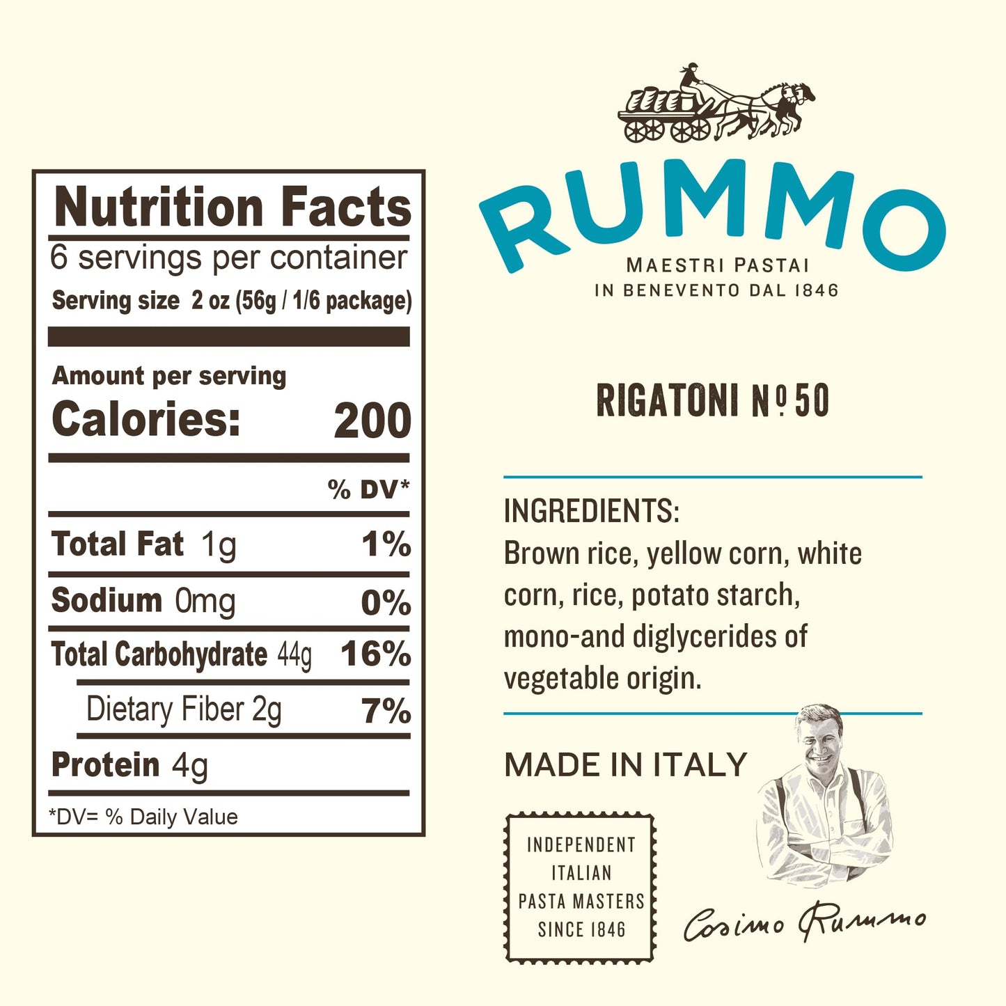 Rummo Gluten Free Rigatoni N.50 - Gluten Free Pasta, Made with Corn & Rice, Rigatoni Pasta Noodles, Pasta from Italy - 12 Ounce (Pack of 4)