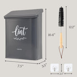 Perfnique Magnetic Lint Bin for Laundry Room with Lint Brush, Wall Mounted Lint Holder Trash can with lid for Dryer, Modern Farmhouse Rustic Metal